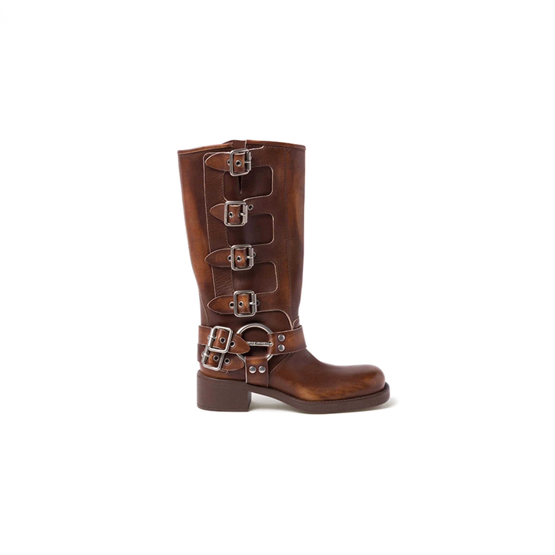 MIU MIU LEATHER BOOTS 5W792D